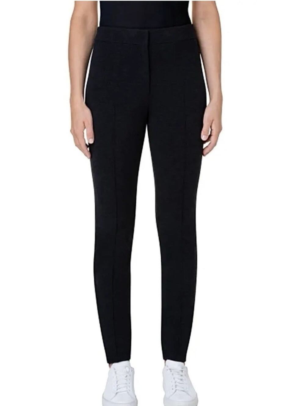 Akris Punto Slim Ankle Ponte Pants 14 Black Tailored Minimalist Stretch Workwear